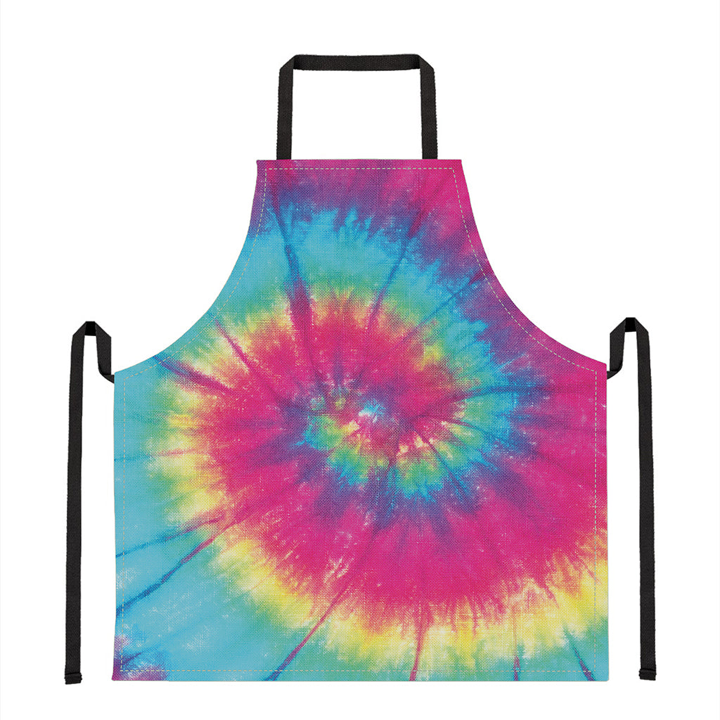 Blue Pink And Yellow Tie Dye Print Apron