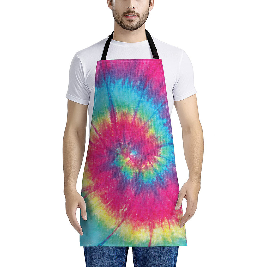 Blue Pink And Yellow Tie Dye Print Apron