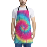 Blue Pink And Yellow Tie Dye Print Apron