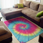 Blue Pink And Yellow Tie Dye Print Area Rug