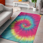 Blue Pink And Yellow Tie Dye Print Area Rug