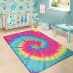Blue Pink And Yellow Tie Dye Print Area Rug