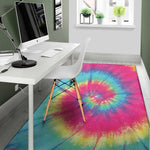 Blue Pink And Yellow Tie Dye Print Area Rug
