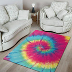 Blue Pink And Yellow Tie Dye Print Area Rug