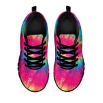 Blue Pink And Yellow Tie Dye Print Black Sneakers