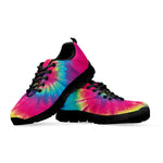 Blue Pink And Yellow Tie Dye Print Black Sneakers