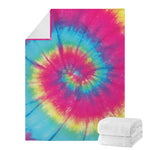 Blue Pink And Yellow Tie Dye Print Blanket