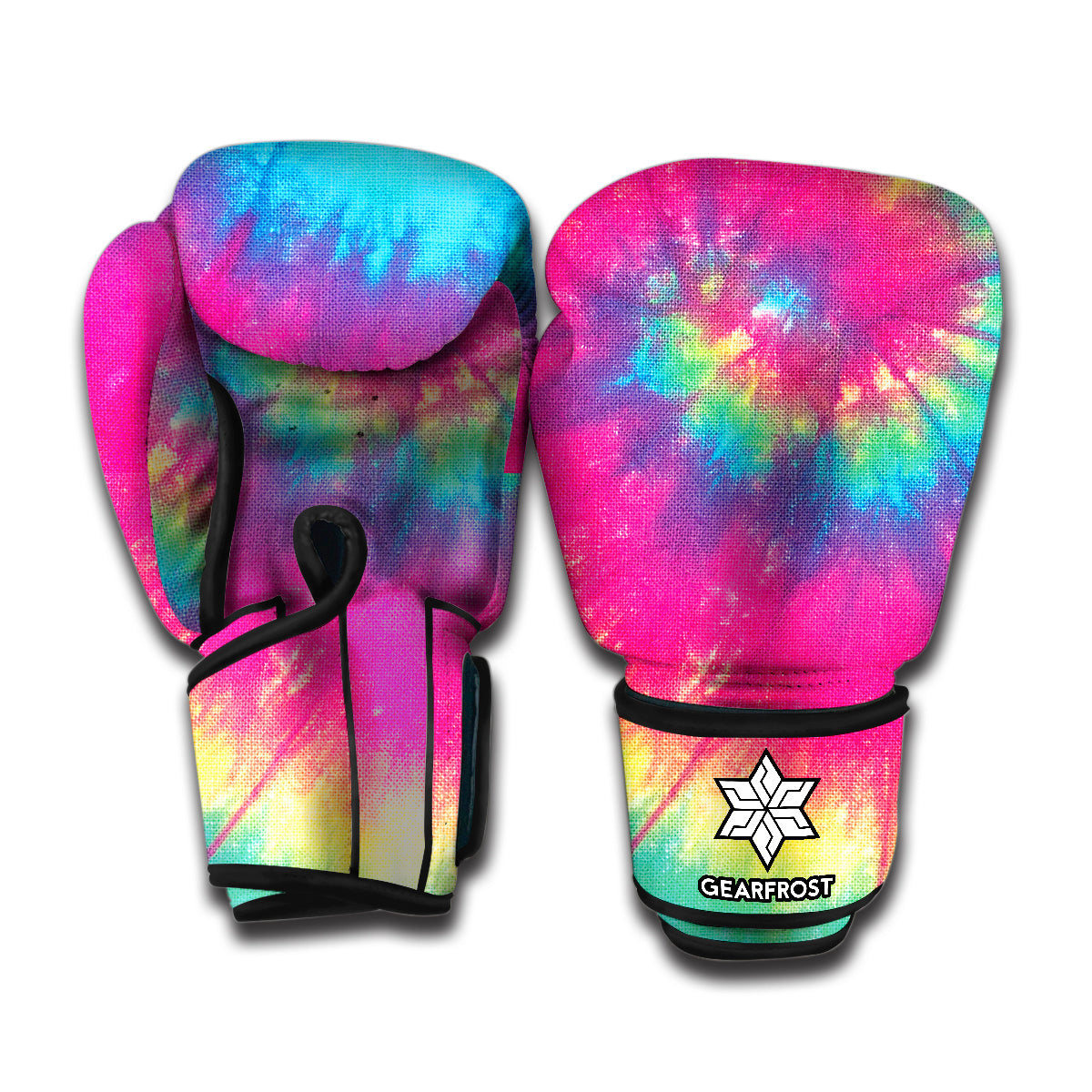 Blue Pink And Yellow Tie Dye Print Boxing Gloves