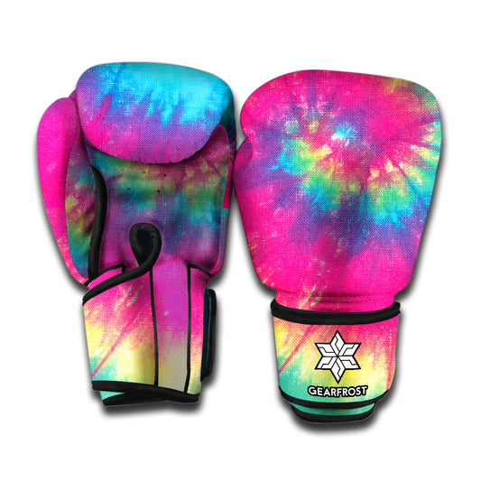 Blue Pink And Yellow Tie Dye Print Boxing Gloves