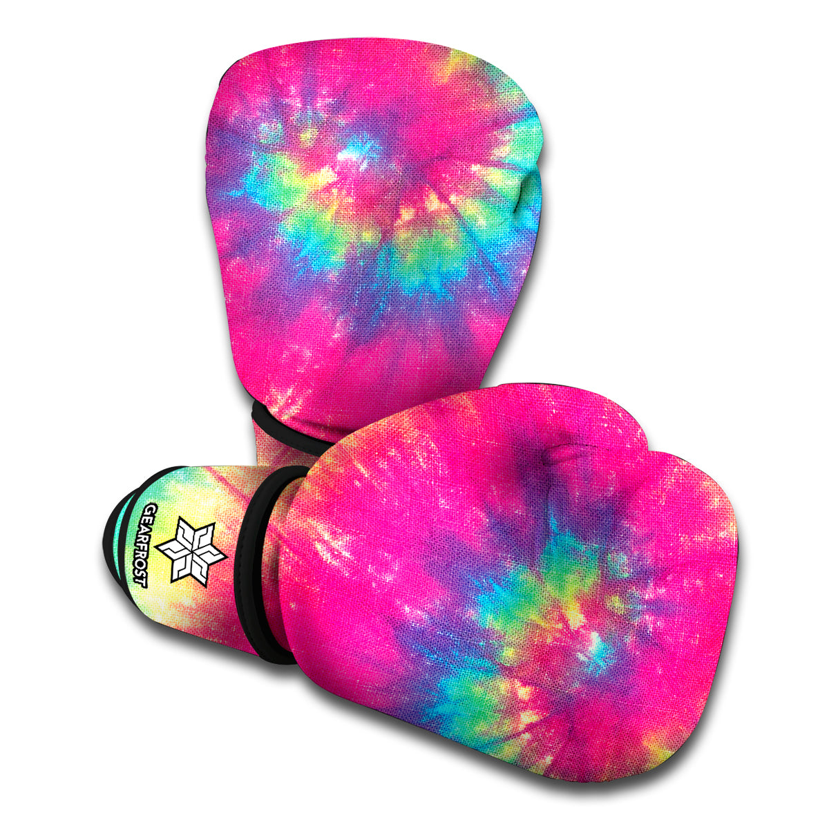Blue Pink And Yellow Tie Dye Print Boxing Gloves