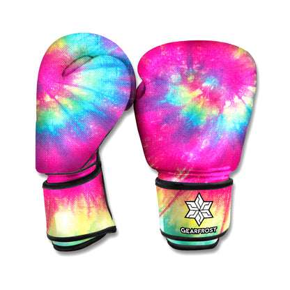Blue Pink And Yellow Tie Dye Print Boxing Gloves