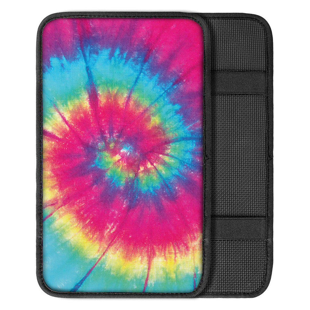Blue Pink And Yellow Tie Dye Print Car Center Console Cover