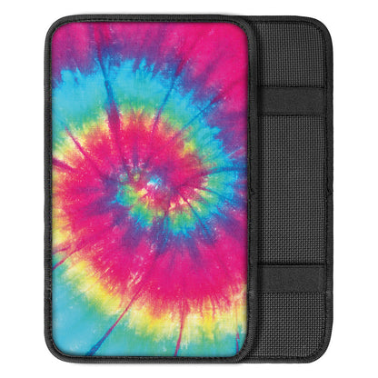 Blue Pink And Yellow Tie Dye Print Car Center Console Cover