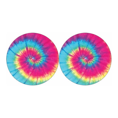 Blue Pink And Yellow Tie Dye Print Car Coasters