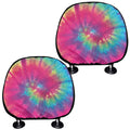 Blue Pink And Yellow Tie Dye Print Car Headrest Covers