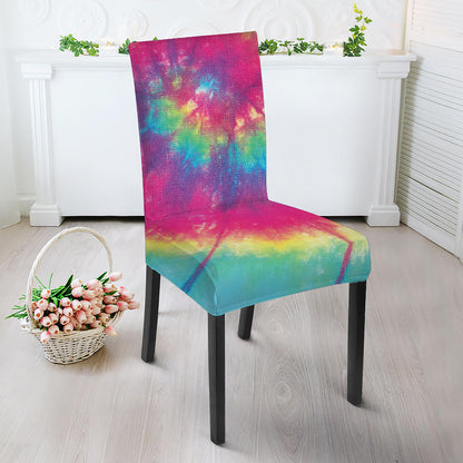 Blue Pink And Yellow Tie Dye Print Dining Chair Slipcover