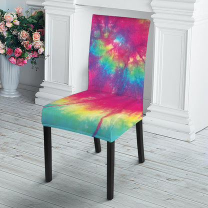 Blue Pink And Yellow Tie Dye Print Dining Chair Slipcover