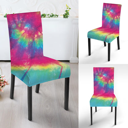 Blue Pink And Yellow Tie Dye Print Dining Chair Slipcover