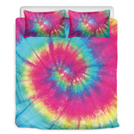 Blue Pink And Yellow Tie Dye Print Duvet Cover Bedding Set