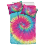 Blue Pink And Yellow Tie Dye Print Duvet Cover Bedding Set