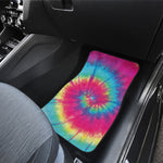 Blue Pink And Yellow Tie Dye Print Front and Back Car Floor Mats