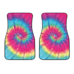 Blue Pink And Yellow Tie Dye Print Front Car Floor Mats