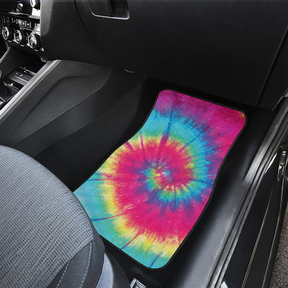 Blue Pink And Yellow Tie Dye Print Front Car Floor Mats