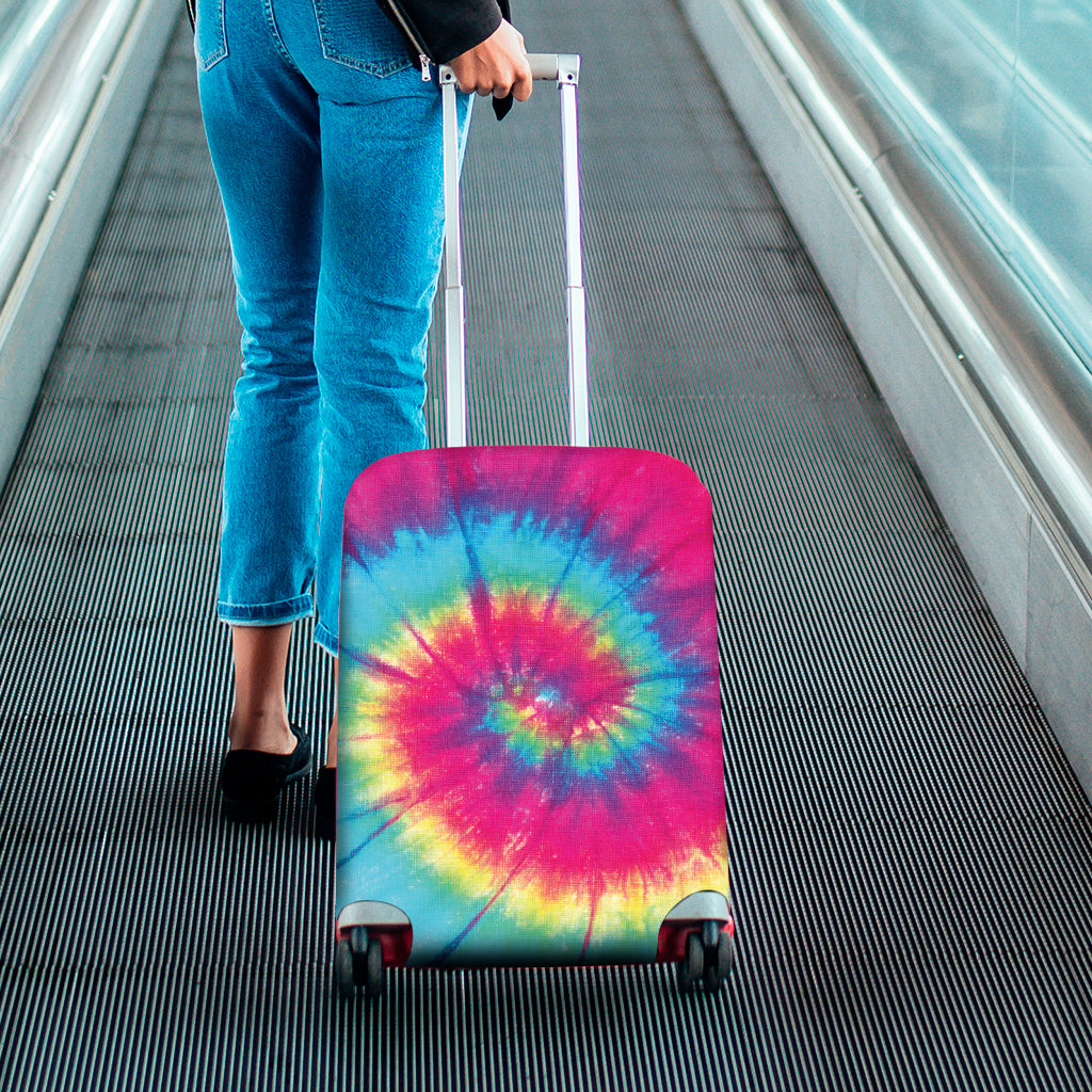 Blue Pink And Yellow Tie Dye Print Luggage Cover