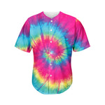 Blue Pink And Yellow Tie Dye Print Men's Baseball Jersey