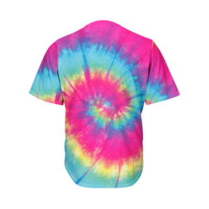 Blue Pink And Yellow Tie Dye Print Men's Baseball Jersey