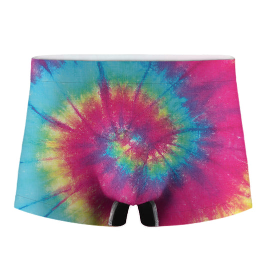 Blue Pink And Yellow Tie Dye Print Men's Boxer Briefs