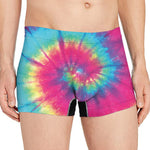 Blue Pink And Yellow Tie Dye Print Men's Boxer Briefs