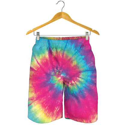 Blue Pink And Yellow Tie Dye Print Men's Shorts