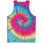 Blue Pink And Yellow Tie Dye Print Men's Tank Top