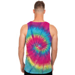 Blue Pink And Yellow Tie Dye Print Men's Tank Top