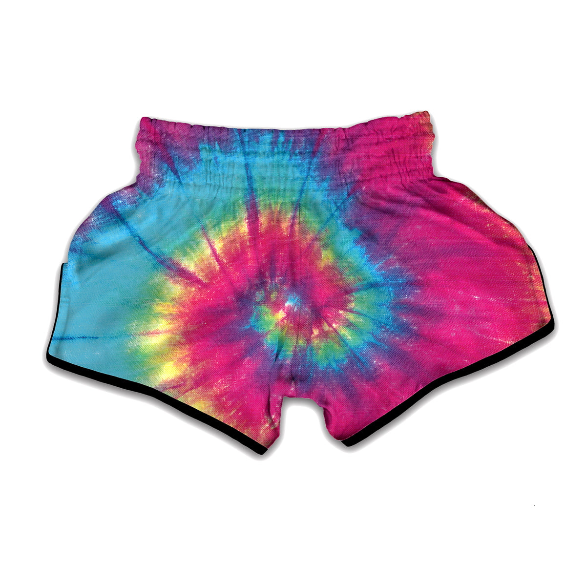 Blue Pink And Yellow Tie Dye Print Muay Thai Boxing Shorts