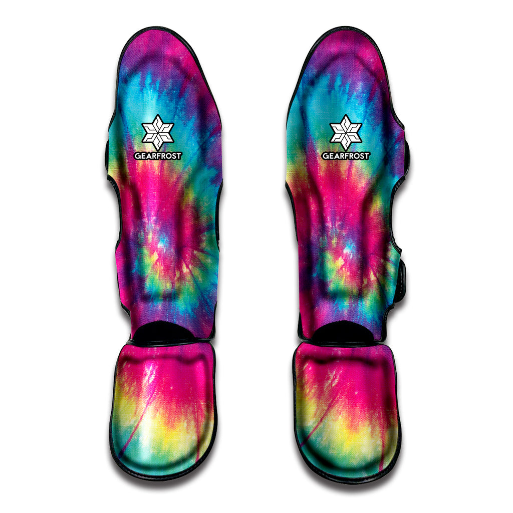 Blue Pink And Yellow Tie Dye Print Muay Thai Shin Guard