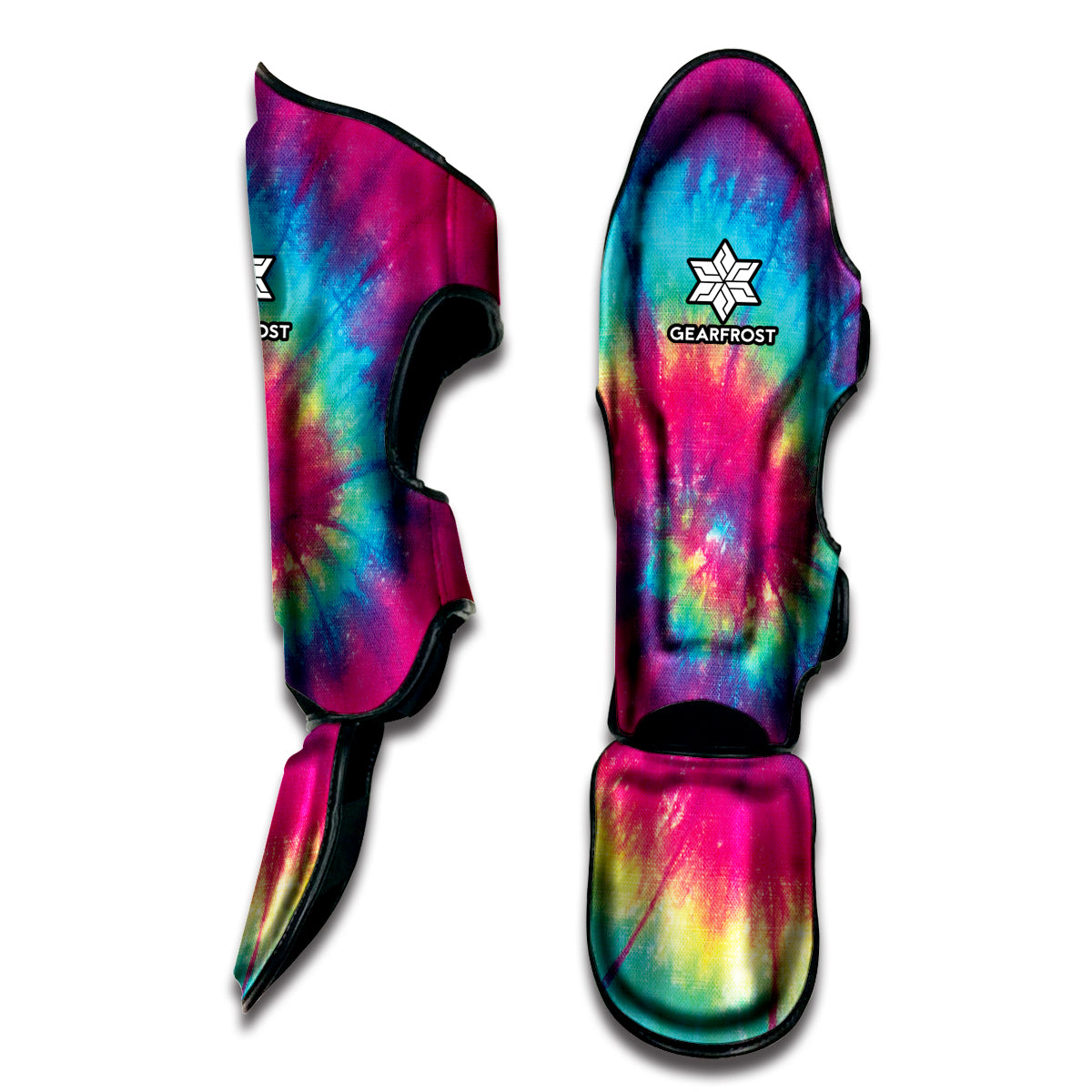 Blue Pink And Yellow Tie Dye Print Muay Thai Shin Guard