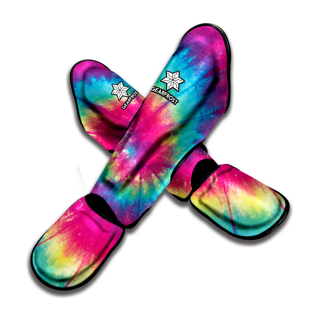 Blue Pink And Yellow Tie Dye Print Muay Thai Shin Guard