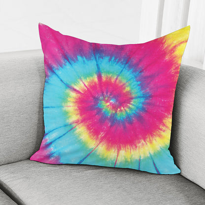 Blue Pink And Yellow Tie Dye Print Pillow Cover