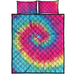 Blue Pink And Yellow Tie Dye Print Quilt Bed Set