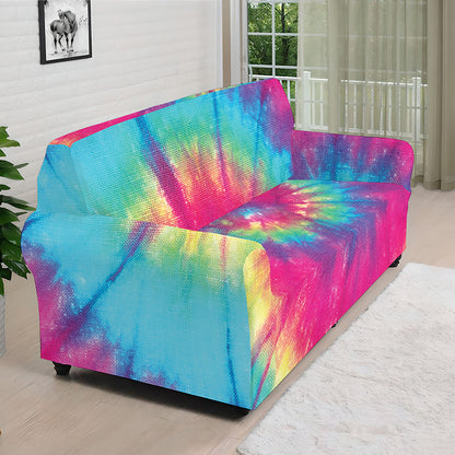 Blue Pink And Yellow Tie Dye Print Sofa Cover