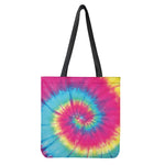 Blue Pink And Yellow Tie Dye Print Tote Bag