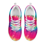 Blue Pink And Yellow Tie Dye Print White Sneakers