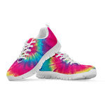Blue Pink And Yellow Tie Dye Print White Sneakers