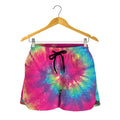 Blue Pink And Yellow Tie Dye Print Women's Shorts