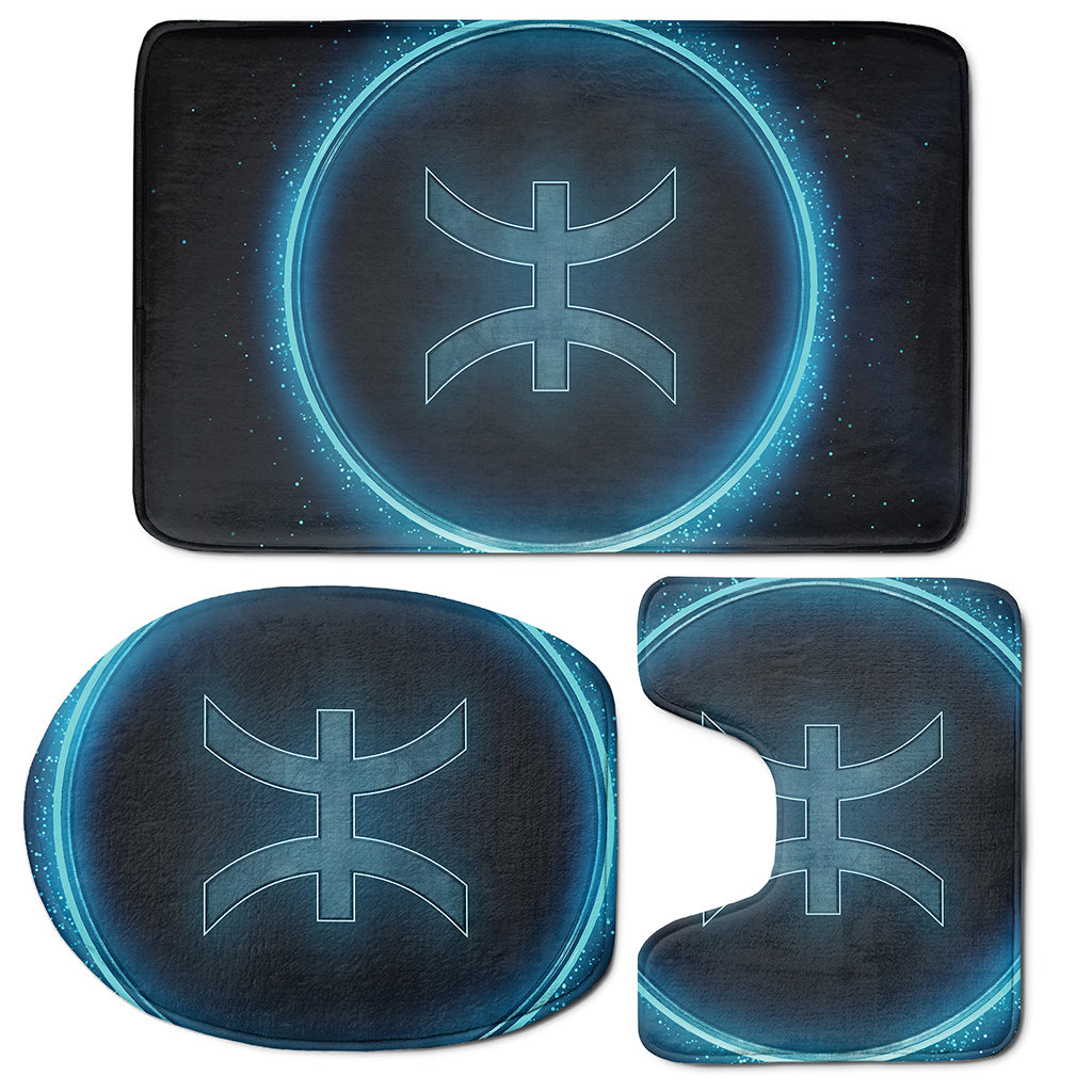 Blue Pisces Zodiac Sign Print 3 Piece Bath Mat Set