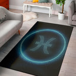 Blue Pisces Zodiac Sign Print Area Rug