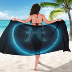 Blue Pisces Zodiac Sign Print Beach Sarong Wrap