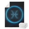 Blue Pisces Zodiac Sign Print Blanket